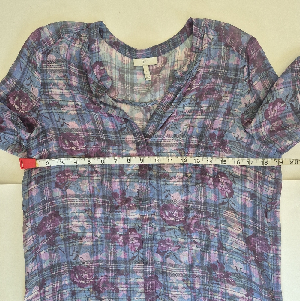 Joie Silk Blouse Brigid Clear Skies Semi Sheer Long Sleeve Size S - Picture 9 of 11